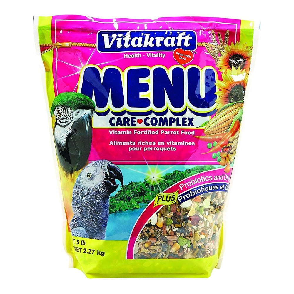 Vitakraft Menu Premium Parrot Food - Vitamin-Fortified - Macaw, Amazon, Conure, and Parrot Food for Large Birds 5 Pound (Pack of 1)