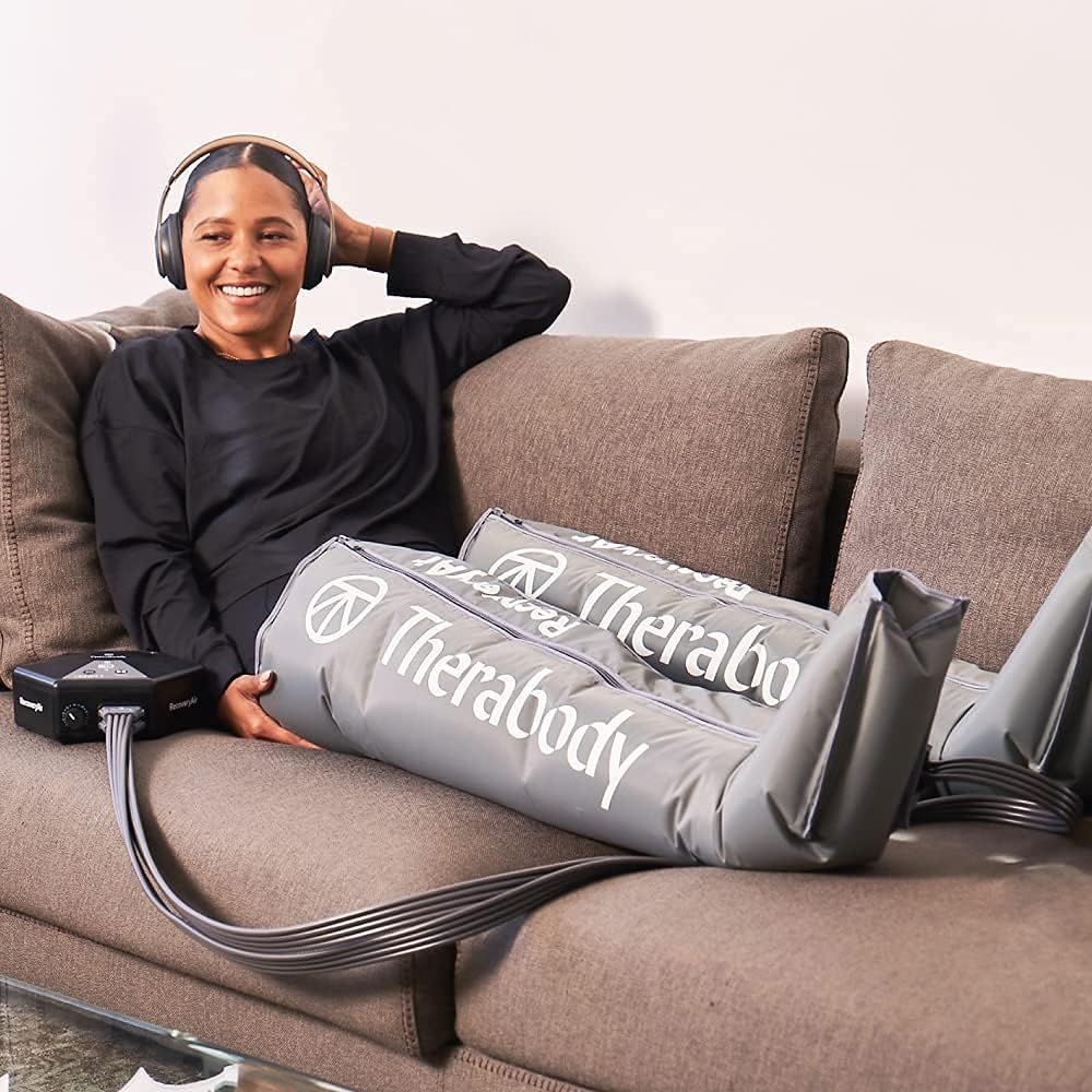 Therabody JetBoots Prime Ultra-Portable, Wireless Compression Boots for Easy Leg Muscle Recovery - Calf, Leg & Thigh Compression Sleeve with Customizable Treatments (RA3 Pro - Small)
