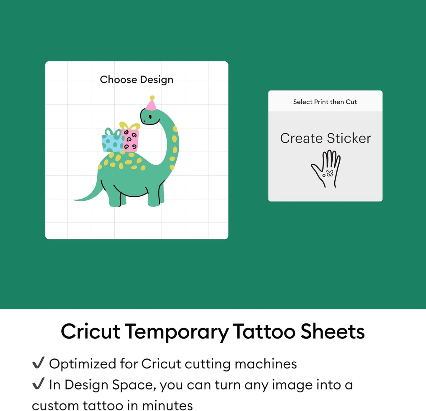 Cricut® Temporary Tattoo Paper for Inkjet Printers (8 Sheets, 8.5x11), Printable Tattoo Transfer Paper - Works with Joy Xtra, Explore, & Maker Machines