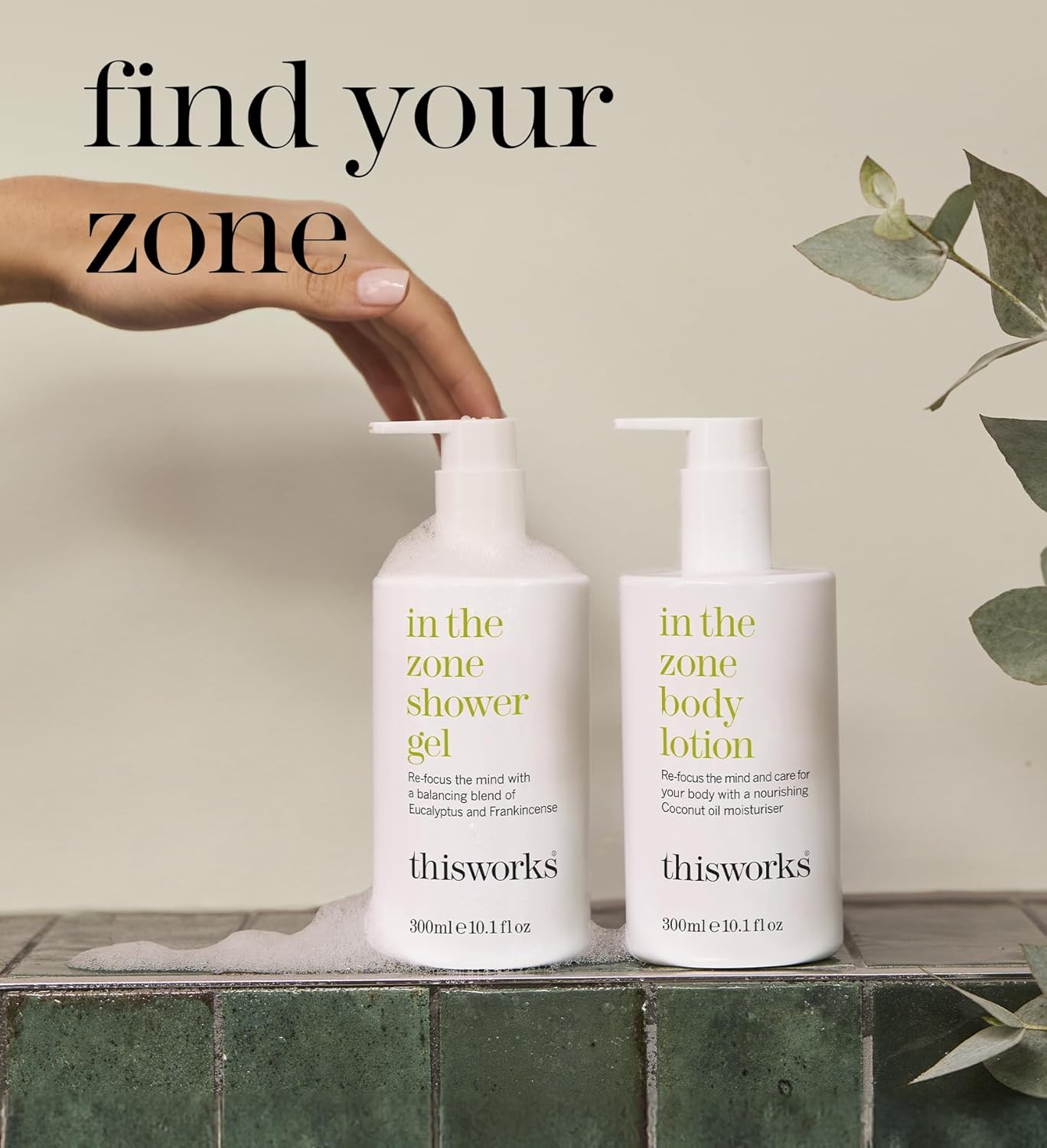 THISWORKS In The Zone Body Lotion 300ml – Hydrating Aromatherapy Body & Hand Lotion with Eucalyptus & Essential Oils, Lightweight Moisturizer for Dry Skin