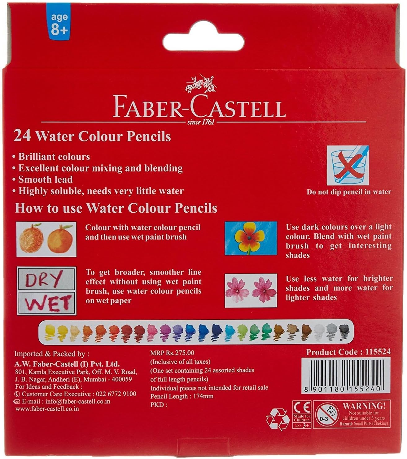 Faber-Castell Watercolor Pencils (24 color) Premium Quality Art Supplies Originals