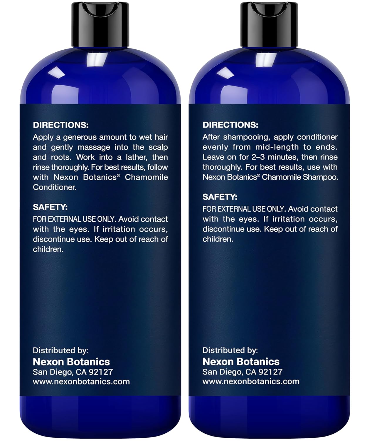 Chamomile Shampoo and Conditioner Set 16 fl oz - No Harsh Sulfates, Clarifying for Oily Dry and Frizzy Hair - Color Safe - Champu de Manzanilla - Nexon Botanics