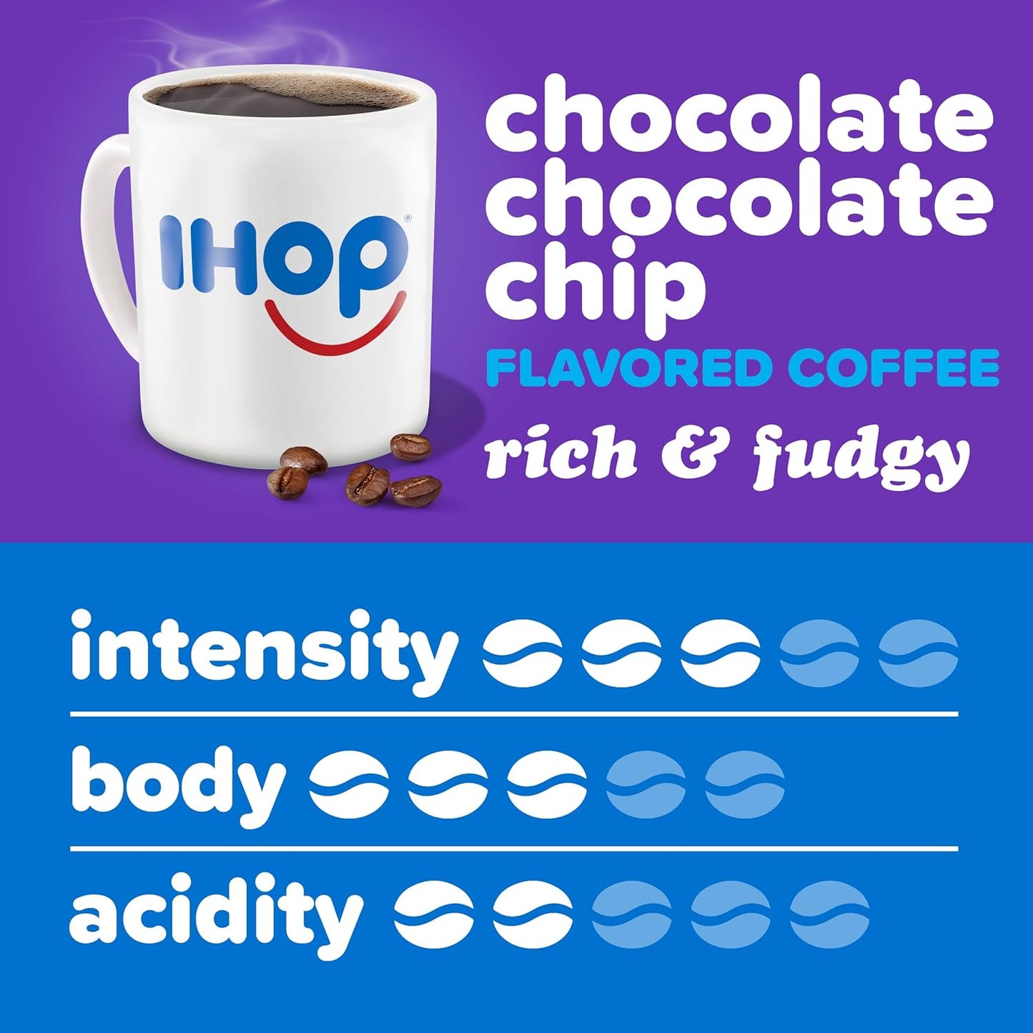 IHOP Chocolate Chocolate Chip Flavored Ground Coffee, 11 oz Bag