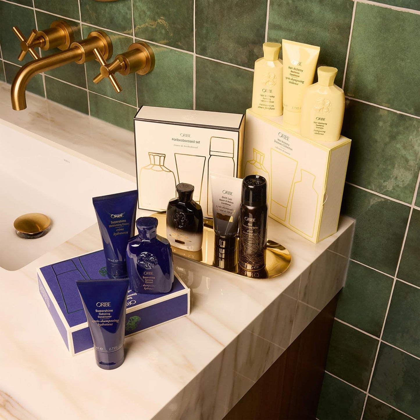 Oribe Supershine Discovery Travel Set - Hydrates Dry Hair, Adds Shine & Smooths Frizz - For All Hair Types - Hydrating Shampoo (2.5 oz), Conditioner (1.7 oz) & Styling Cream (1.7 oz)