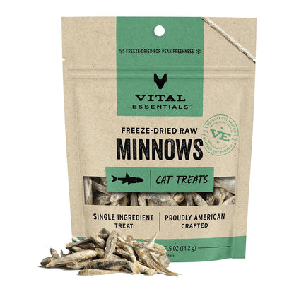 Vital Essentials Freeze Dried Raw Cat Treats, Minnows Treats, 0.5 oz