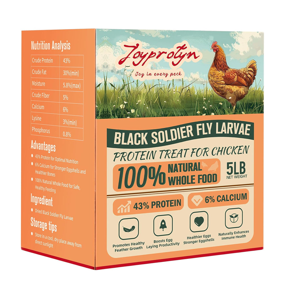 5LB Non-GMO Dried Black Soldier Fly Larvae for Chicken – 85X More Calcium Grubs Than Mealworms for Strong Eggshells & Healthy Growth - High Protein for Chickens, Birds, Ducks, Geese & Pets