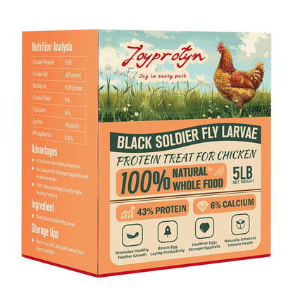 5LB Non-GMO Dried Black Soldier Fly Larvae for Chicken – 85X More Calcium Grubs Than Mealworms for Strong Eggshells & Healthy Growth - High Protein for Chickens, Birds, Ducks, Geese & Pets