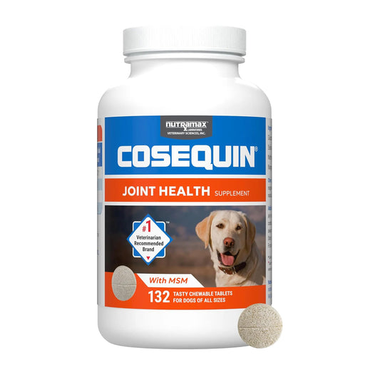 Nutramax Laboratories Cosequin Maximum Strength Joint Health Supplement for Dogs - With Glucosamine, Chondroitin, and MSM, 132 Chewable Tablets
