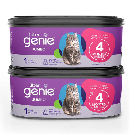 Litter Genie Refill Bags | 28 FT Jumbo (2-Pack) | Lasts Up to 8 Months | Ultimate Odor Control for Cat Litter Disposal