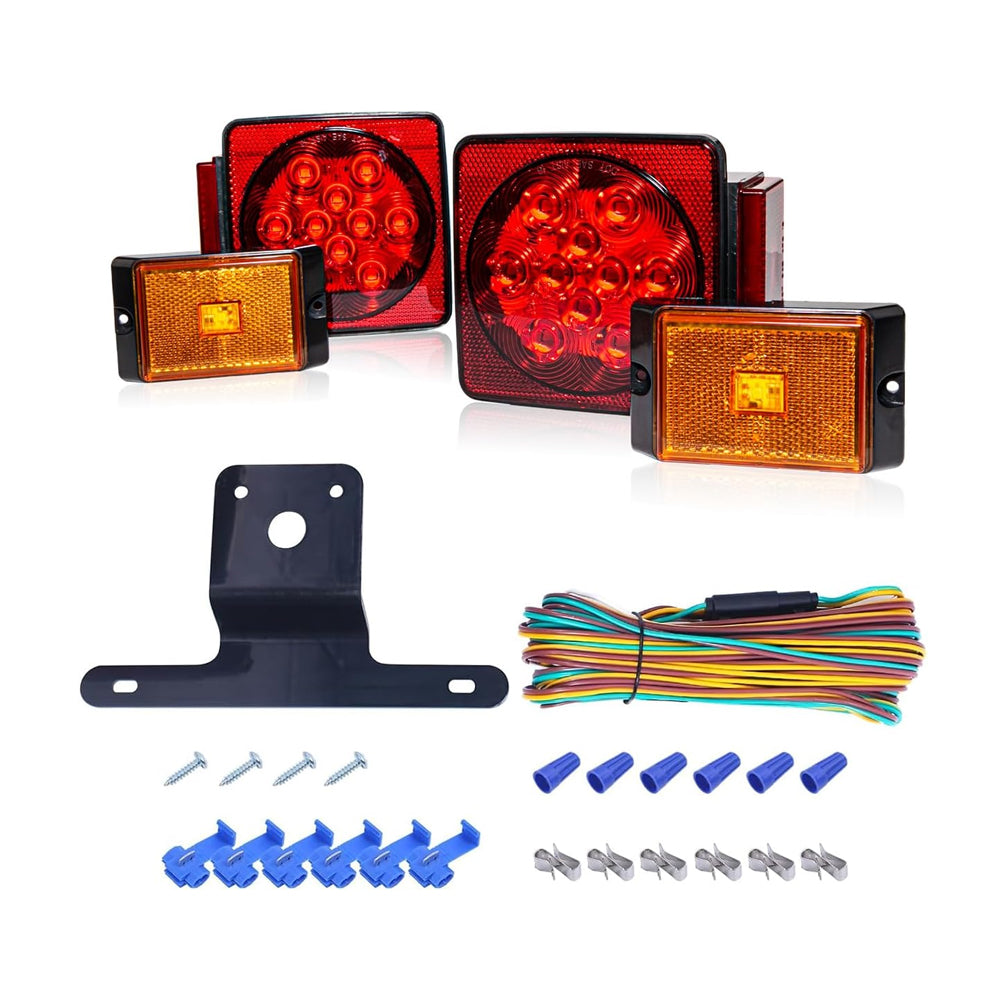 MAXXHAUL 70205 Trailer Light Kit - 12V All LED, Left and Right Waterproof Submersible for Trailers, Boat Trailer Truck Marine Camper RV Snowmobile, Red