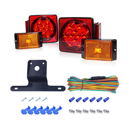 MAXXHAUL 70205 Trailer Light Kit - 12V All LED, Left and Right Waterproof Submersible for Trailers, Boat Trailer Truck Marine Camper RV Snowmobile, Red