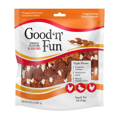 Good'N'Fun Triple Flavored Rawhide Kabobs for Dogs, 1.5 Pound (Pack of 1)