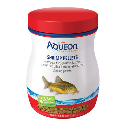 Aqueon Shrimp Pellets Sinking Food for Tropical Fish, Goldfish, Loaches, Catfish and Other Bottom Feeding Fish, 6.5 Ounces