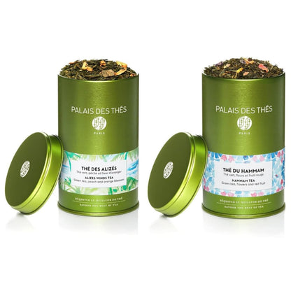 Palais des Thés - 2-Pack Premium Loose Leaf Floral Green Tea Bundle - Alizes Winds Tea & Hammam Tea - 7oz Total