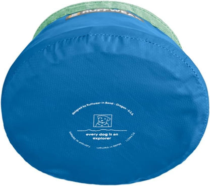 Ruffwear, Trail Runner Collapsible Dog Bowl, Ultralight Packable Water Bowl, Waterproof Coated Fabric, Packs Into Its Own Pocket, Pocket‑Friendly for On-the-Go Hydration, 4.2 Cups (1 L), Blue Pool