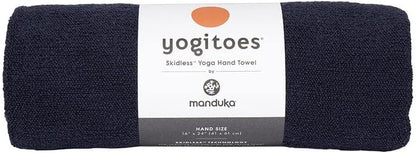 Manduka Yogitoes Yoga Hand Towel - 16" | Moisture Activated Grip | Patented Silicone Nubs | Highly Absorbent, Durable & Easy Care | Compact Size for Hot Yoga, Pilates | 16 x 24 Inches | Midnight