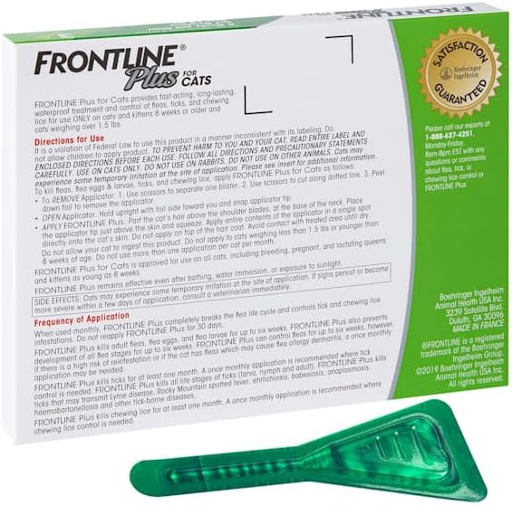 FRONTLINE Plus Flea and Tick Treatment for Cats Over 1.5 lbs. 3 Treatments