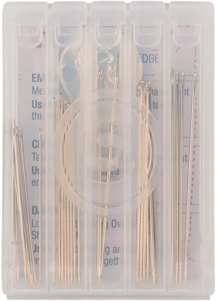 SINGER 07370 Hand Sewing Needles in Compact with Needle Threader, Assorted Sizes, 30-Count,