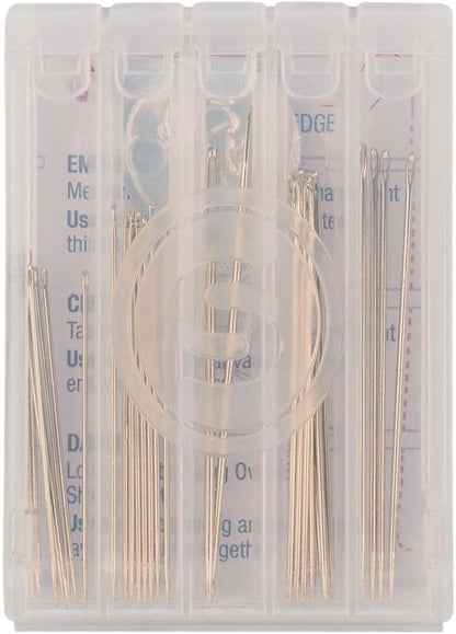 SINGER 07370 Hand Sewing Needles in Compact with Needle Threader, Assorted Sizes, 30-Count,