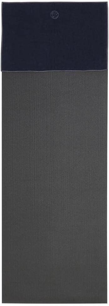 Manduka Yogitoes Yoga Hand Towel - 16" | Moisture Activated Grip | Patented Silicone Nubs | Highly Absorbent, Durable & Easy Care | Compact Size for Hot Yoga, Pilates | 16 x 24 Inches | Midnight