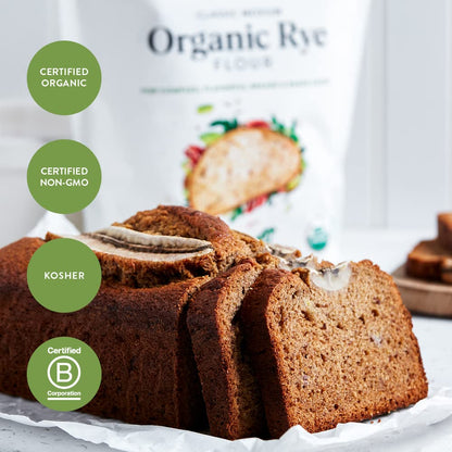 King Arthur Organic Medium Rye Flour - 3 lbs for Complex Flavorful Breads & Baked Goods - 100% US Grown & Milled - Non-GMO Project Verified - Robust Flavor for Rye Bread, Cookies & More