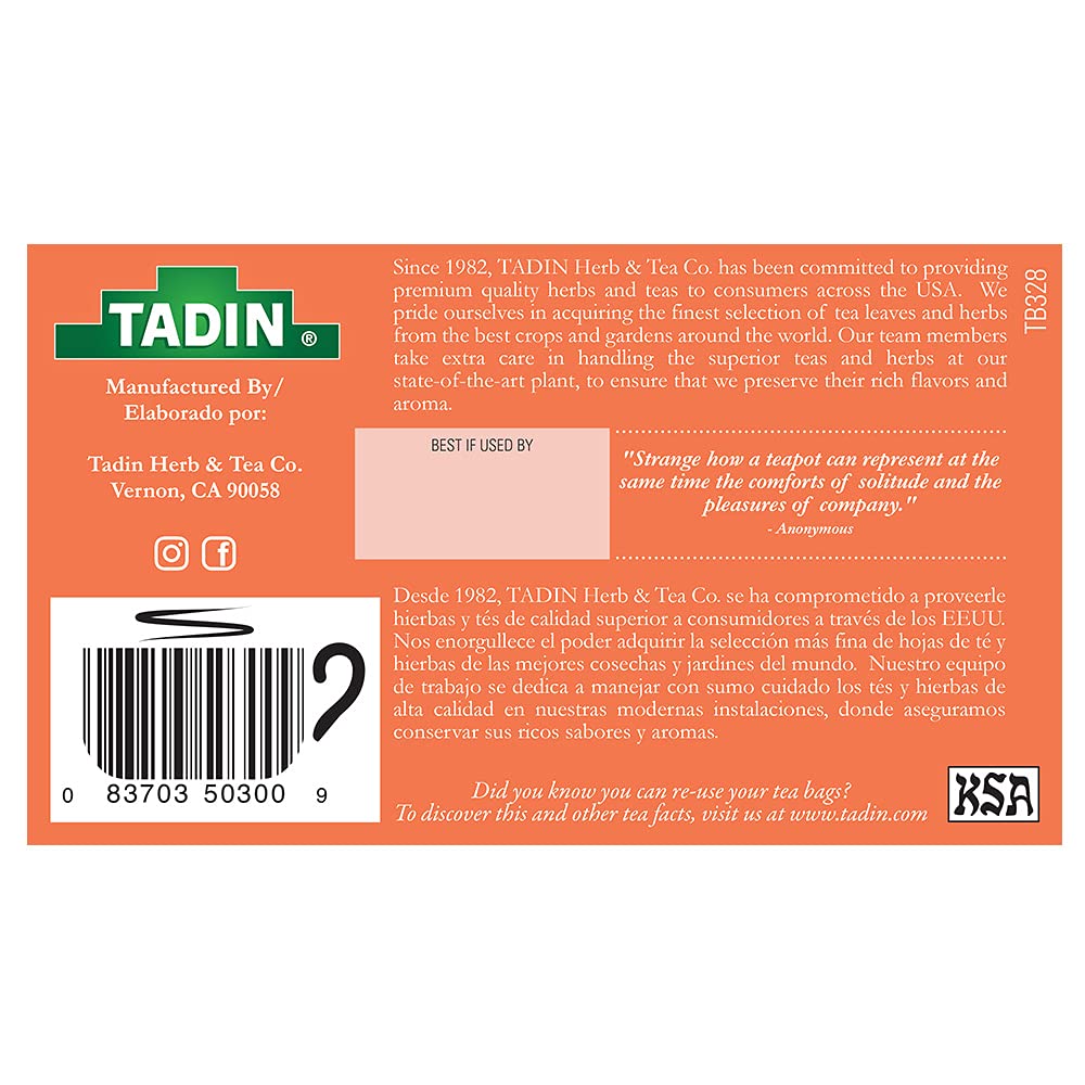 Tadin Shavegrass Herbal Tea. Caffeine Free. 24 Tea Bags. 0.84 oz. Pack of 3