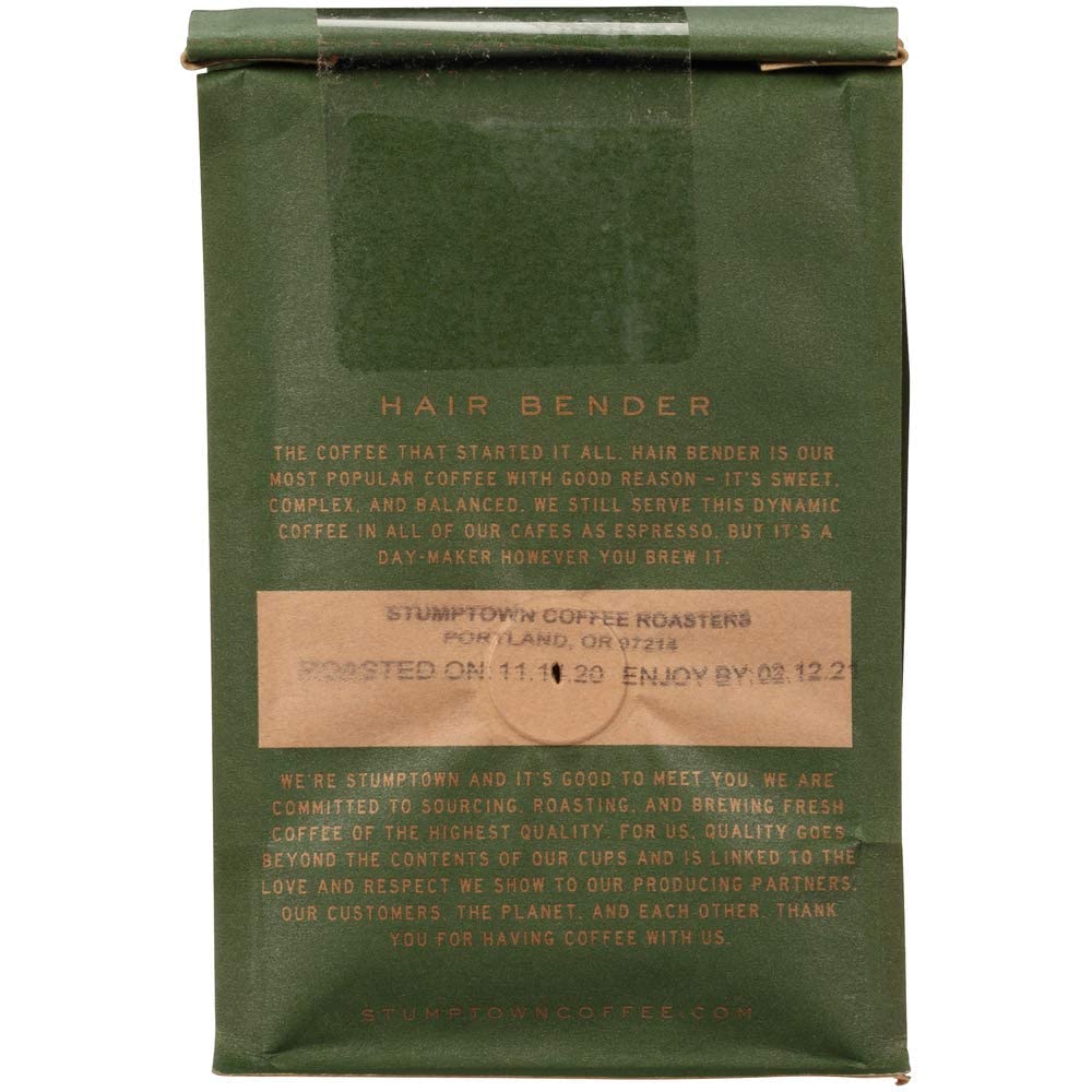 Stumptown Coffee Roasters, Medium Roast Ground Coffee - Hair Bender 12 Ounce Bag, Flavor Notes of Citrus and Dark Chocolate (Pack of 2)