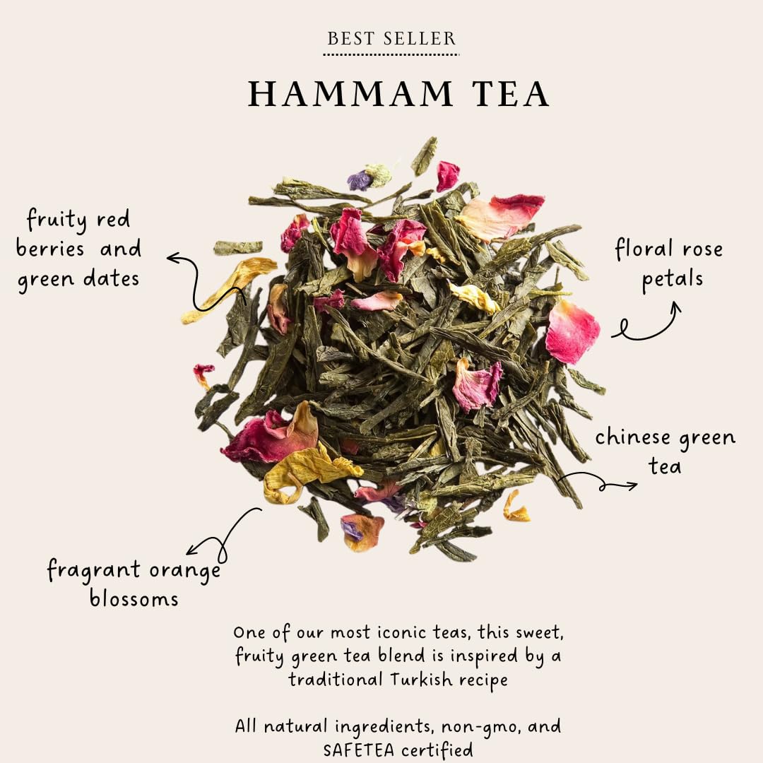 Palais des Thés - 2-Pack Premium Loose Leaf Floral Green Tea Bundle - Alizes Winds Tea & Hammam Tea - 7oz Total