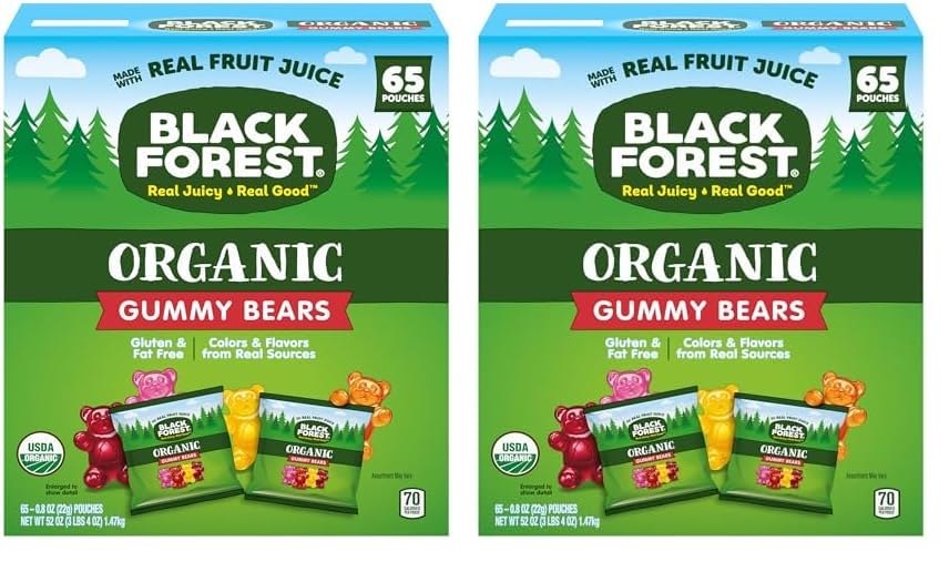 Black Forest Organic Gummy Bears Candy, 0.8 Ounce Pouches (65 Count)