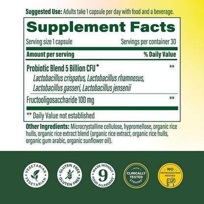 MegaFood Womens Probiotic + Prebiotic - Gluten-Free Prebiotics and Probiotics for Women, Supports Digestive Health & Regularity, Vaginal Probiotics for Healthy pH Levels, Vegetarian - 30 Capsules