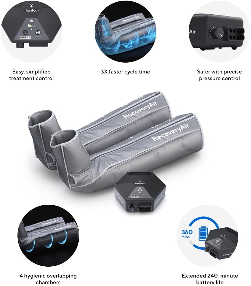 Therabody JetBoots Prime Ultra-Portable, Wireless Compression Boots for Easy Leg Muscle Recovery - Calf, Leg & Thigh Compression Sleeve with Customizable Treatments (RA3 Pro - Small)