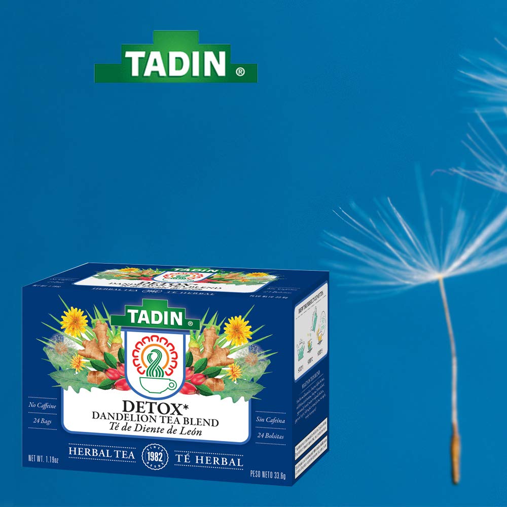 Tadin Detox Dandelion Tea Blend. Caffeine Free. 24 Tea Bags. 1.19 oz. Pack of 3