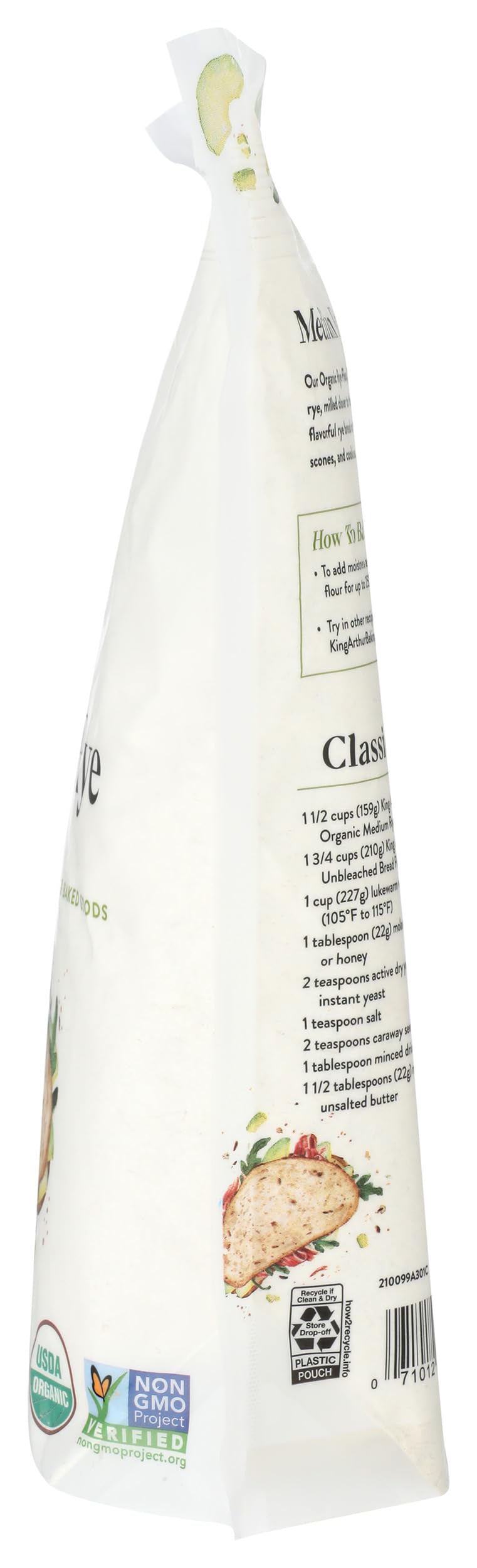 King Arthur Organic Medium Rye Flour - 3 lbs for Complex Flavorful Breads & Baked Goods - 100% US Grown & Milled - Non-GMO Project Verified - Robust Flavor for Rye Bread, Cookies & More