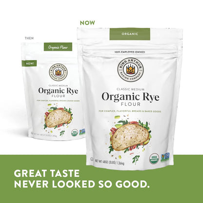 King Arthur Organic Medium Rye Flour - 3 lbs for Complex Flavorful Breads & Baked Goods - 100% US Grown & Milled - Non-GMO Project Verified - Robust Flavor for Rye Bread, Cookies & More