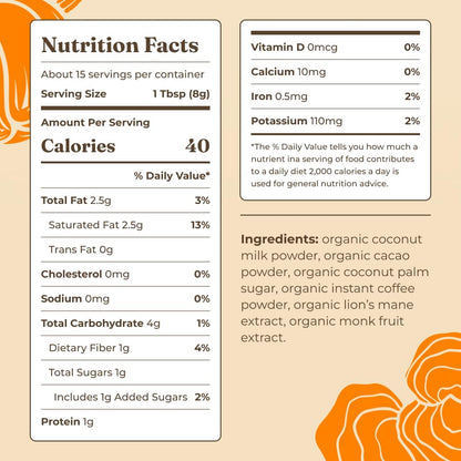 Four Sigmatic Mocha Focus Mushroom Coffee Latte | Plant-Based Organic Instant Latte with Lion’s Mane Mushroom for Focus and Mental Clarity | Made With Just 6 Organic Ingredients | 4.23 oz Bag