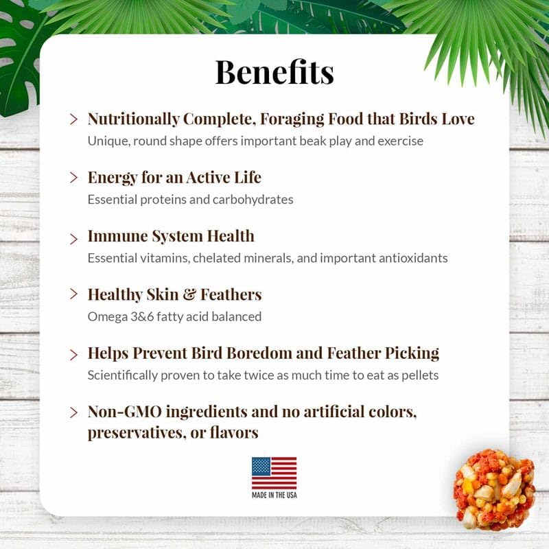 LAFEBER'S Tropical Fruit Nutri-Berries Pet Bird Food, Made with Non-GMO and Human-Grade Ingredients, for Macaws and Cockatoos, 3 lb