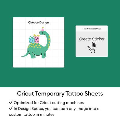 Cricut® Temporary Tattoo Paper for Inkjet Printers (8 Sheets, 8.5x11), Printable Tattoo Transfer Paper - Works with Joy Xtra, Explore, & Maker Machines