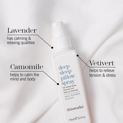 This Works Deep Sleep Pillow Talk Set – Natural Sleep Remedy Duo with Lavender, Camomile & Vetivert – 75ml Pillow Spray & 5ml Stress-Check Roll-On ($42 Value Set)