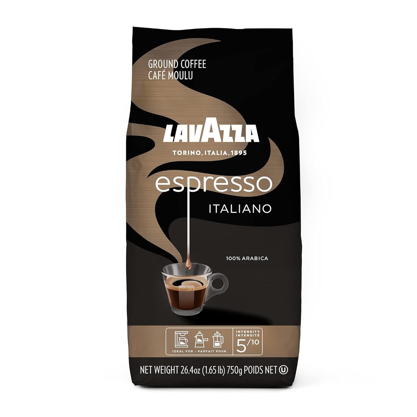 Lavazza Espresso Ground Coffee, Medium Roast, 100% Arabica, 20 oz Bag (Pack of 1)