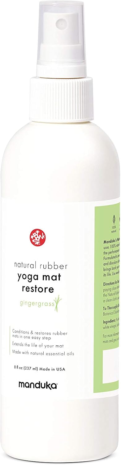 Manduka Yoga Natural Rubber Restore - Condition and Restore, 100% Natural, Essential Oils, Non Irritating, Pet Friendly, Lemongrass, 32oz (946ml)