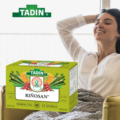 Tadin Riñosan Herbal Tea Blend. Aids Gastrointestinal and Urinary Health. Caffeine Free. 24 Bags. 1.01 oz. Pack of 3