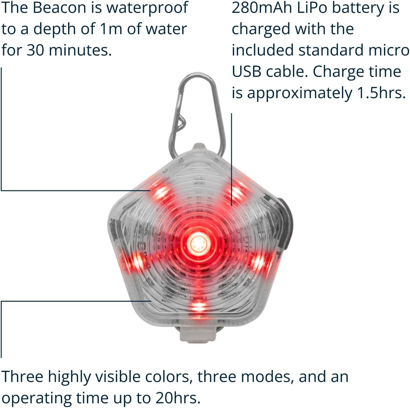 Ruffwear, Beacon Safety Light for Dogs, Clear Lake