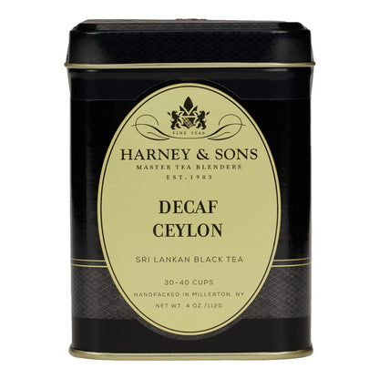 Harney & Sons Fine Teas Decaf Ceylon Black Tea Tin, 3oz Loose Leaf