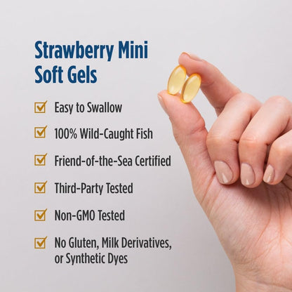 Nordic Naturals Ultimate Omega 2X Teen, Strawberry - 60 Mini Soft Gels - 1120 mg Total Omega-3s with EPA & DHA - Brain Health, Positive Mood, Social Development, Learning - Non-GMO - 30 Servings
