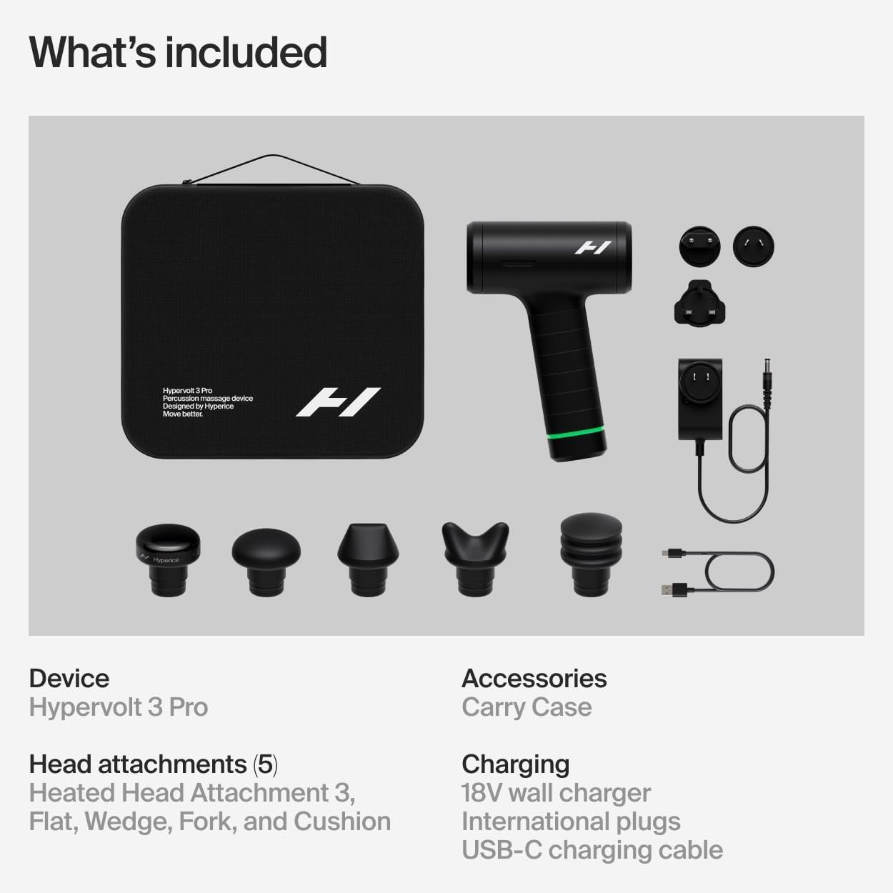 Hyperice Hypervolt 3 Pro – Professional Percussion Massage Gun with QuietGlide Technology | 6 Speeds, Pressure Sensor, Heated Head & 5 Attachments | Deep Tissue Muscle Relief and Recovery