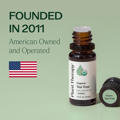 Plant Therapy Organic Tea Tree Oil (Melaleuca) 100% Pure, USDA Certified Organic, Undiluted, Natural Aromatherapy for Skin, Hair, and Toenails, Therapeutic Grade 10 mL (1/3 oz)