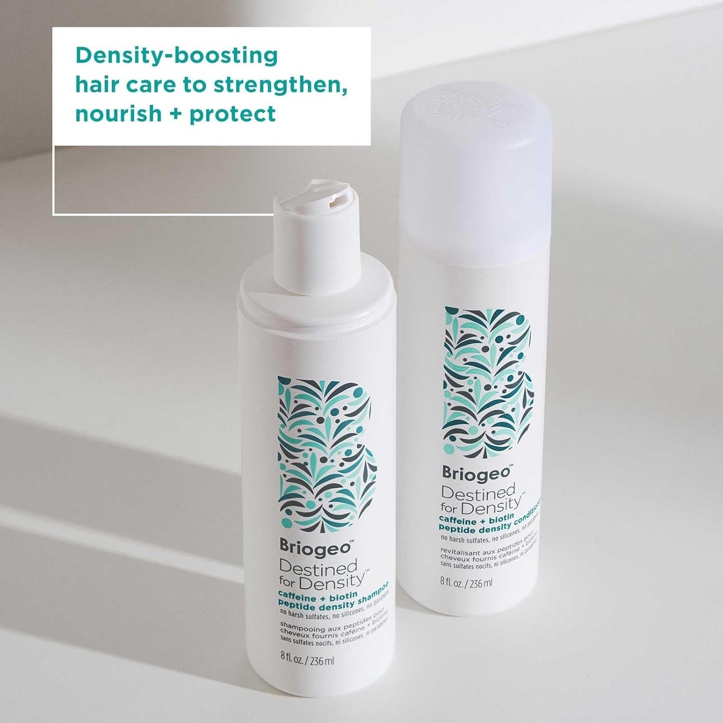 Briogeo Destined for Density Caffeine + Biotin Peptide Density Shampoo & Conditioner Duo | Increases Hair Thickness and Volume for Fine or Thinning Hair | Sulfate-Free | Vegan & Cruelty-Free