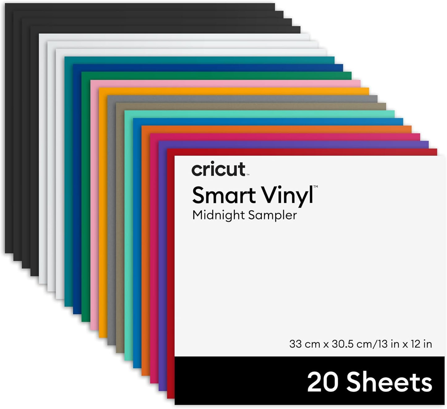 Cricut® Smart Vinyl™ Matless Permanent Vinyl, Colorful Sampler – 13 in x 12 in (20 ct)