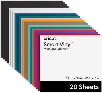 Cricut® Smart Vinyl™ Matless Permanent Vinyl, Colorful Sampler – 13 in x 12 in (20 ct)