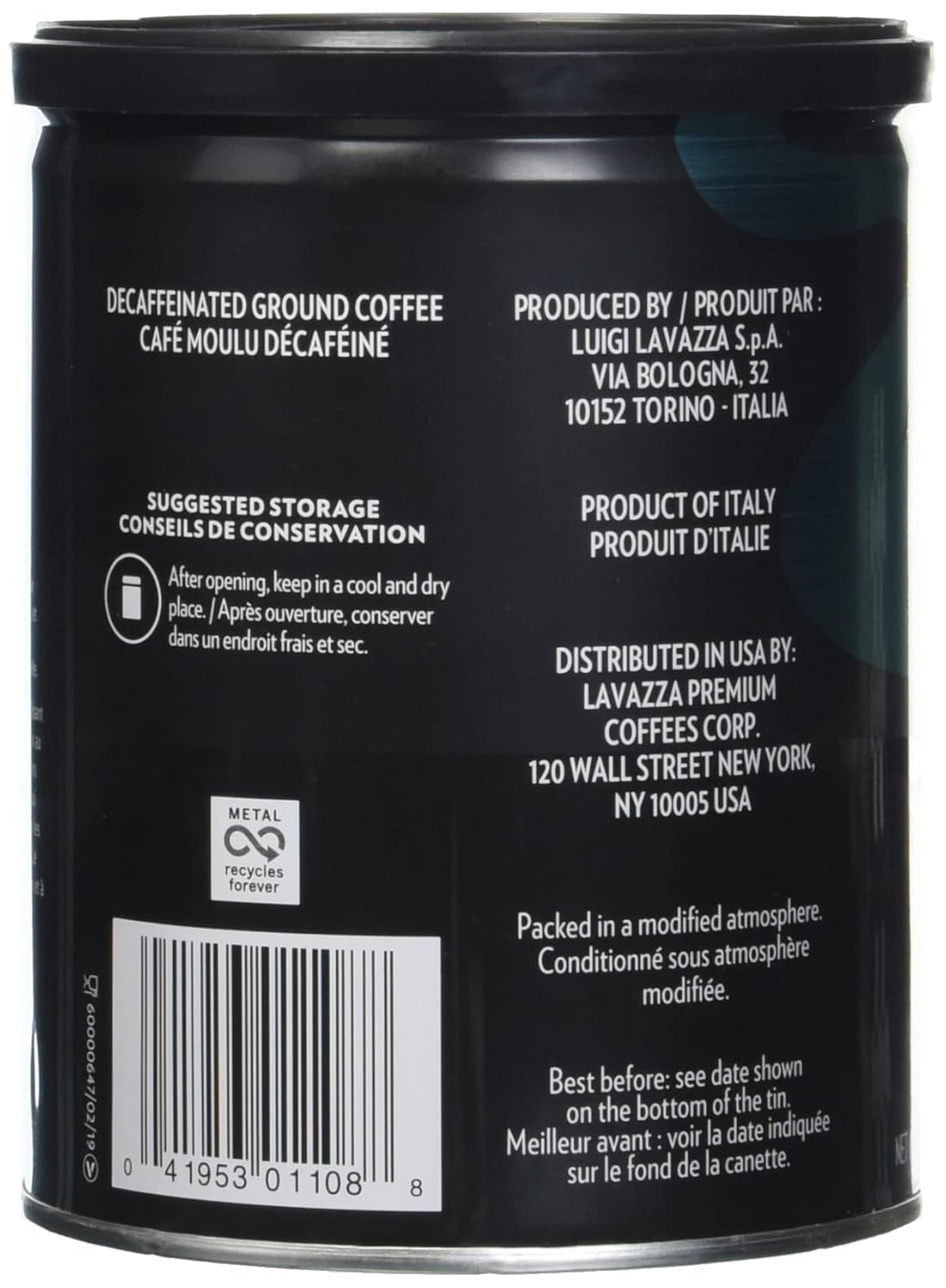 Lavazza Decaf Ground Espresso, Medium Roast, 8-Oz Cans (4 Pack) - Authentic Italian, Non GMO, Sweet & Fruity - Packaging May Vary